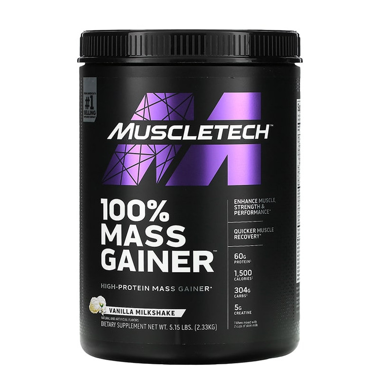 MuscleTech 100% Mass Gainer Chocolate Fudge Brownie – گینر ماسل تک طعم شکلاتی - ای اس دی ناتریشن