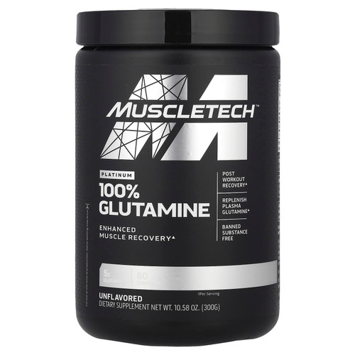 MuscleTech Platinum 100% Glutamine – گلوتامین خالص ماسلتک بدون طعم - ای اس دی ناتریشن