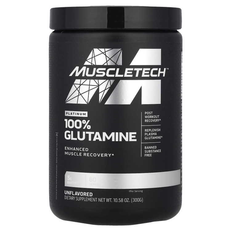 MuscleTech Platinum 100% Glutamine – گلوتامین خالص ماسلتک بدون طعم - ای اس دی ناتریشن
