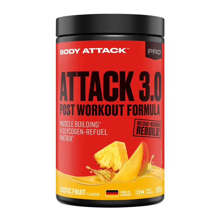 مکمل ریکاوری بعد تمرین Body Attack Attack 3.0 طعم میوههای استوایی – ۹۰۰ گرم - ای اس دس ناتریشن