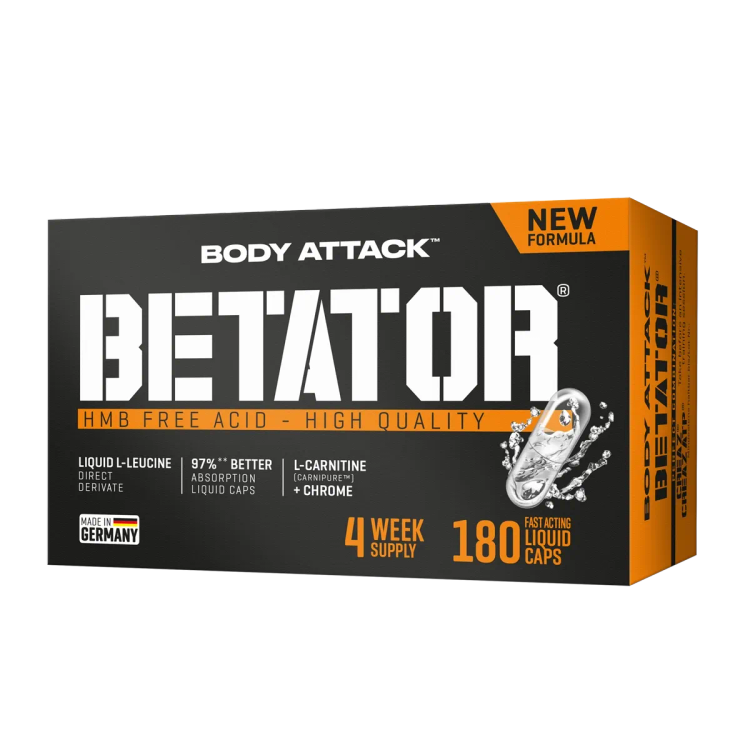 مکمل بتاتور ۱۸۰ عددی - Body Attack BETATOR – HMB Free Acid – کپسول مایع - ای اس دی ناتریشن
