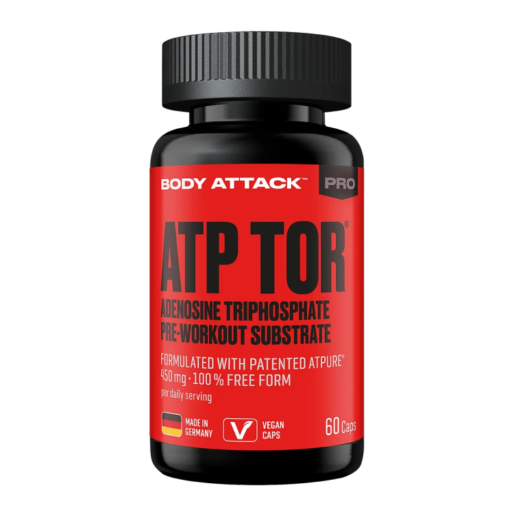 مکمل افزایش انرژی ATP TOR Body Attack – ۶۰ کپسول وگان – ساخته شده در آلمان - بادی اتک - ای اس دی ناتریشن