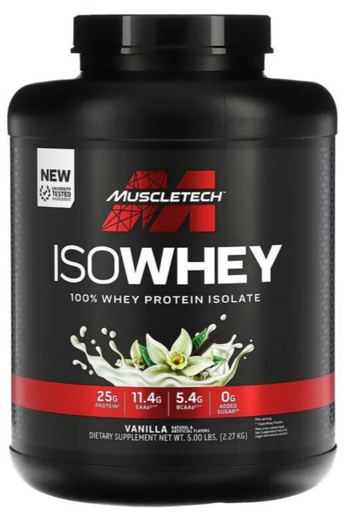 ایزو وی ماسلتک طعم وانیل – پروتئین وی ایزوله 100%، 2.27 کیلوگرم - ای اس دی ناتریشن