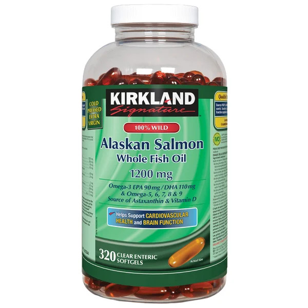 روغن ماهی سالمون آلاسکا کرکلند 1200 میلیگرم 320 عددی