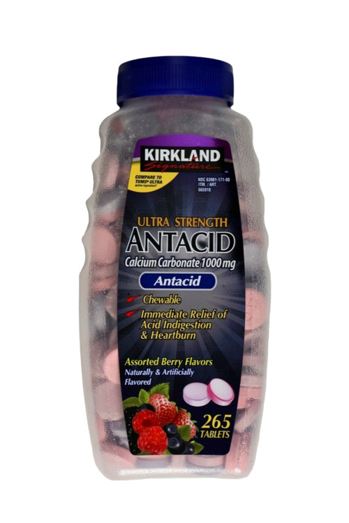 قرص جویدنی آنتیاسید کرکلند 1000 میلیگرم کلسیم کربنات 265 عددی