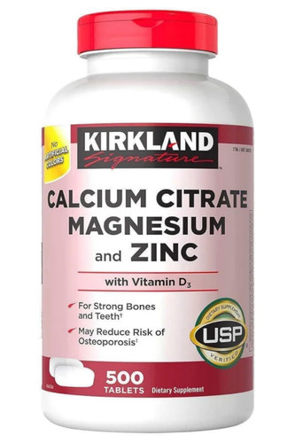 قرص کلسیم سیترات منیزیم زینک کرکلند با ویتامین D3 تعداد 500 عدد - ای اس دی ناتریشن