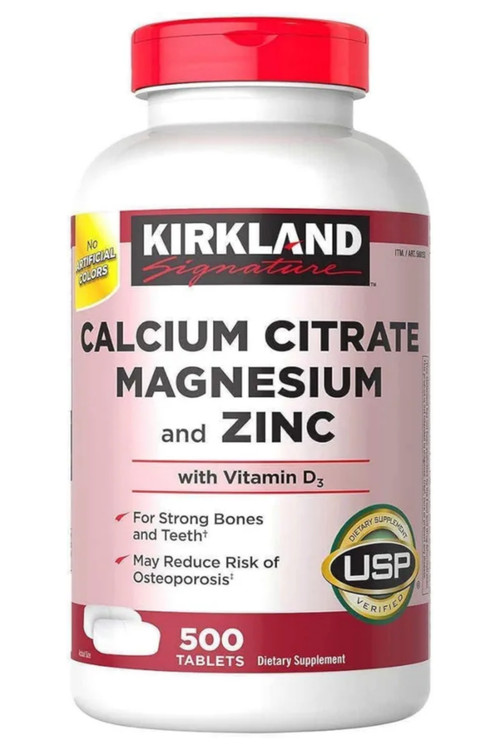 قرص کلسیم سیترات منیزیم زینک کرکلند با ویتامین D3 تعداد 500 عدد - ای اس دی ناتریشن